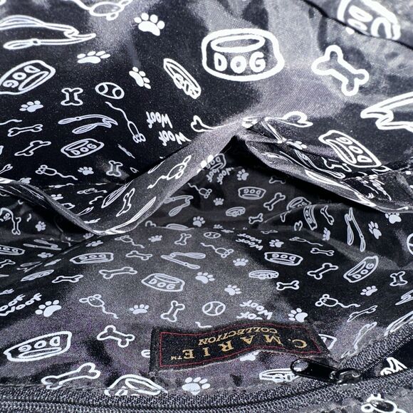 C. Marie Collection Yorkie Purse Fur Line Bone Zipper Pull Studded Handle Unique - Picture 12 of 15